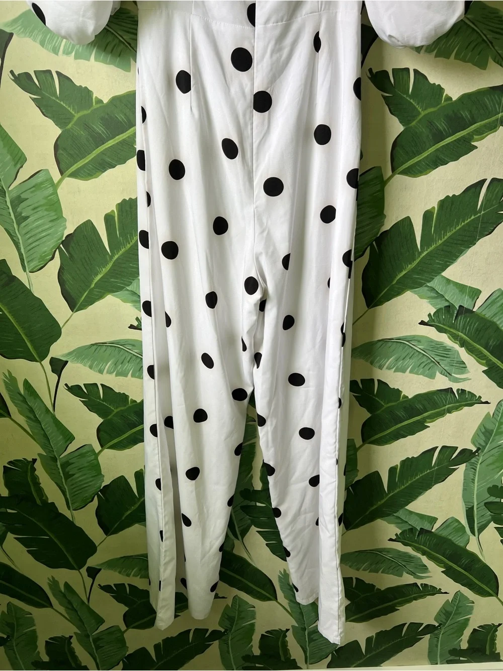 Nasty Gal White Black Polka Dot Puff Sleeve Jumpsuit Womens 2 - Picture 6 of 7